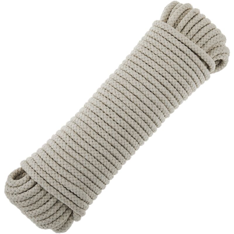 PrimeMatik - Cotton braided rope 20 m x 4 mm natural