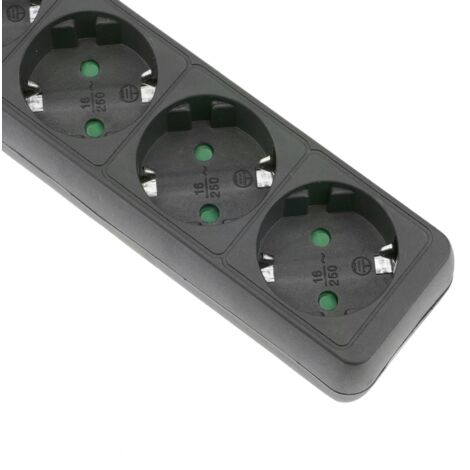 BeMatik - PDU Power strip 6 way 16A 230V black with switch and 1.5m ...