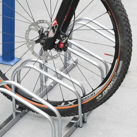 PrimeMatik - Bike stand parking rack floor or wall mount Bicycle storage  Locking stand for 4 cycles