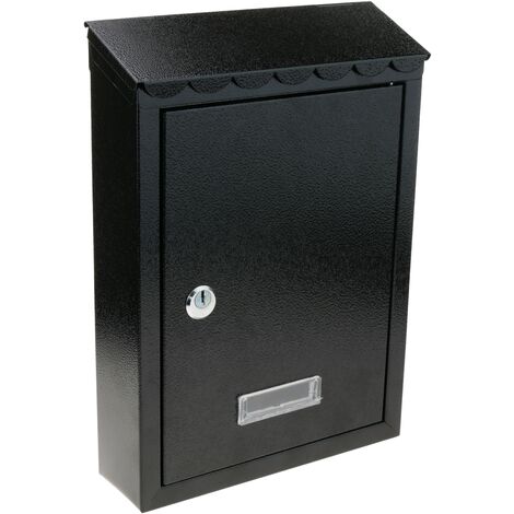 PrimeMatik - Letter mail post box mailbox letterbox antique metallic black color for wallmount 210x60x300mm