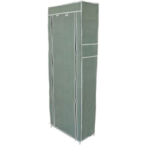 PrimeMatik - Fabric wardrobe for clothes and shoes storage and organiser 60 x 30 x 160 cm gray with roll-up door