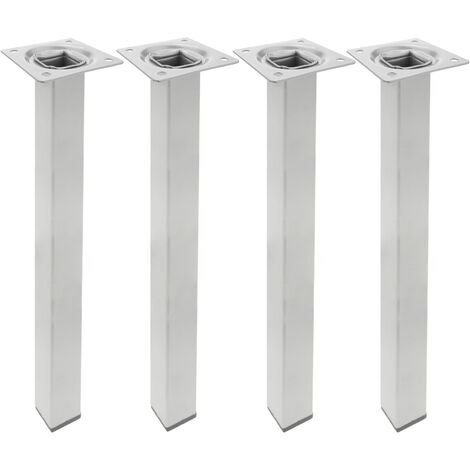 PrimeMatik - Square table legs for desks cabinets furniture made of gray steel 40cm 4-pack