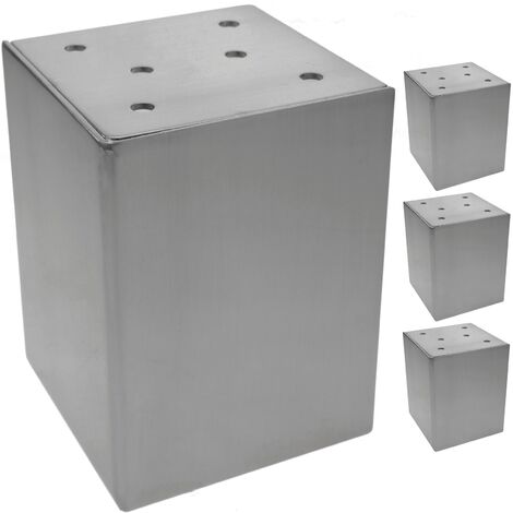 Primematik Cubic Table Legs For Desks Cabinets Furniture Made Of Stainless Steel 10cm 4 Pack