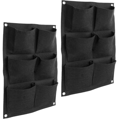 PrimeMatik - Hanging vertical wall felt garden for plant growth 35x50cm with 6 pockets 2-pack