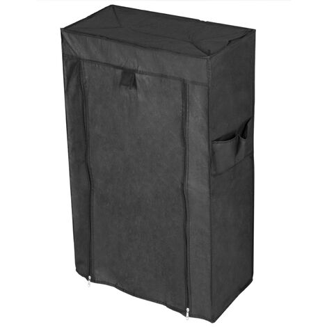 PrimeMatik - Fabric wardrobe for clothes and shoes storage and organiser 60 x 30 x 108 cm black with roll-up door