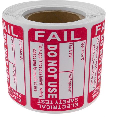 BeMatik - Roll adhesive labels with 200 labels for electrical safety ...