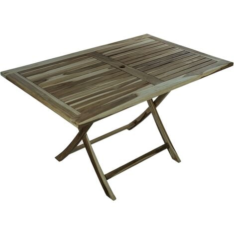 PrimeMatik - Folding garden table 135 x 85 cm in certified teak wood