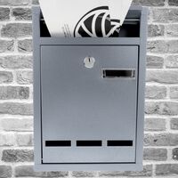 PrimeMatik - Letter mail post box mailbox letterbox metallic gray color for wallmount 215 x 80 x 320 mm