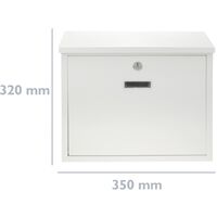 PrimeMatik - Letter mail post box mailbox letterbox antique metallic white color for wallmount 350x90x320 mm