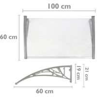 PrimeMatik - Canopy awning for door and window 100x60cm Patio cover shelter gray