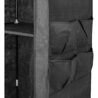 PrimeMatik - Fabric wardrobe for clothes storage and organiser 70 x 45 x 155 cm black with roll-up door