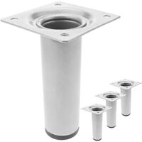 PrimeMatik - Round table legs for desks cabinets furniture made of gray steel 10cm 4-pack