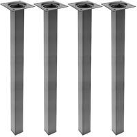 PrimeMatik - Square table legs for desks cabinets furniture made of black steel 75cm 4-pack