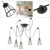 PrimeMatik - Vintage lamp with long cages for 5 E27 screw bulbs with 3m cable
