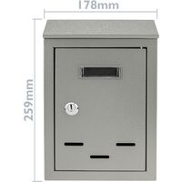 PrimeMatik - Letter mail post box mailbox letterbox antique metallic gray color for wallmount 178 x 57 x 259 mm