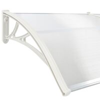 PrimeMatik - Canopy awning for door and window 80x60 cm transparent. Patio cover shelter with white support