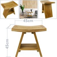 PrimeMatik - Bathroom stool with shelf 45 x 45 x 30 cm Certified Teak