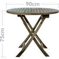 PrimeMatik - Round folding garden table 90 cm in certified teak wood