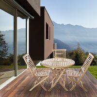 PrimeMatik - Round folding garden table 90 cm in certified teak wood