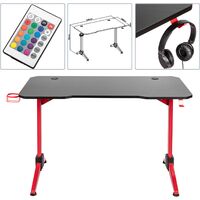 BeMatik - Gaming and PC table with RGB LED lights 120 x 60 x 75 cm