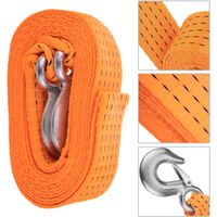 PrimeMatik - Load strap, Cargo Sling with safety hook 5m x 50mm 5000Kg for lifting and towing lanyard, Orange color