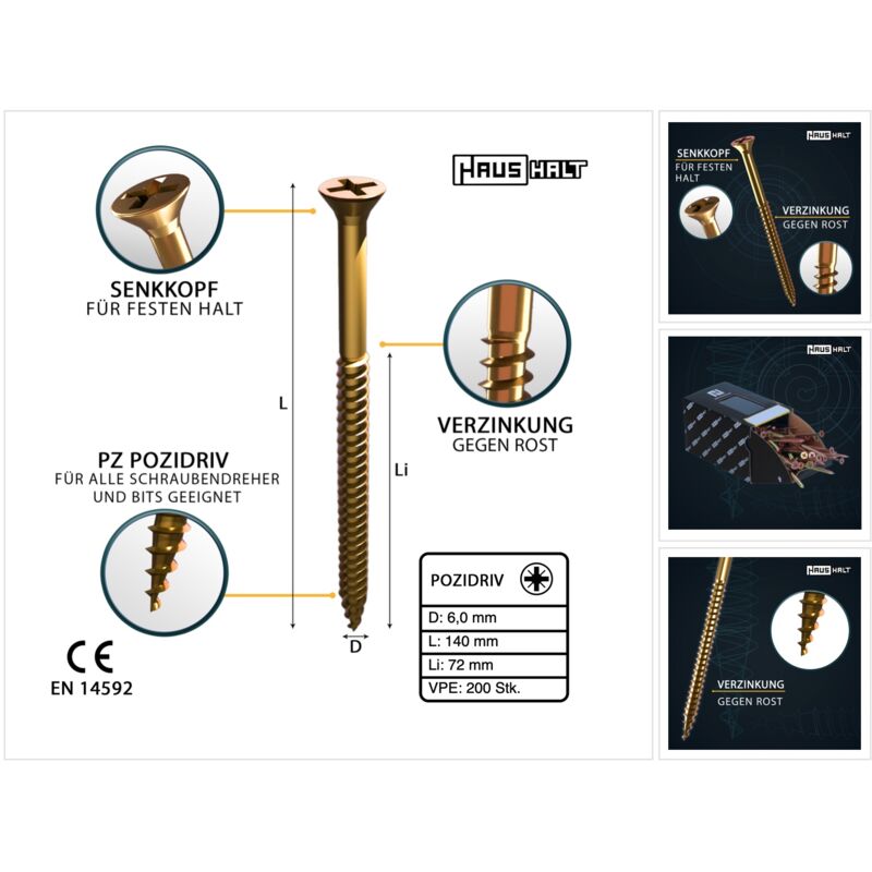 Vite a legno universale panelvit® tsp 6x120 mm pz.100 bronzata