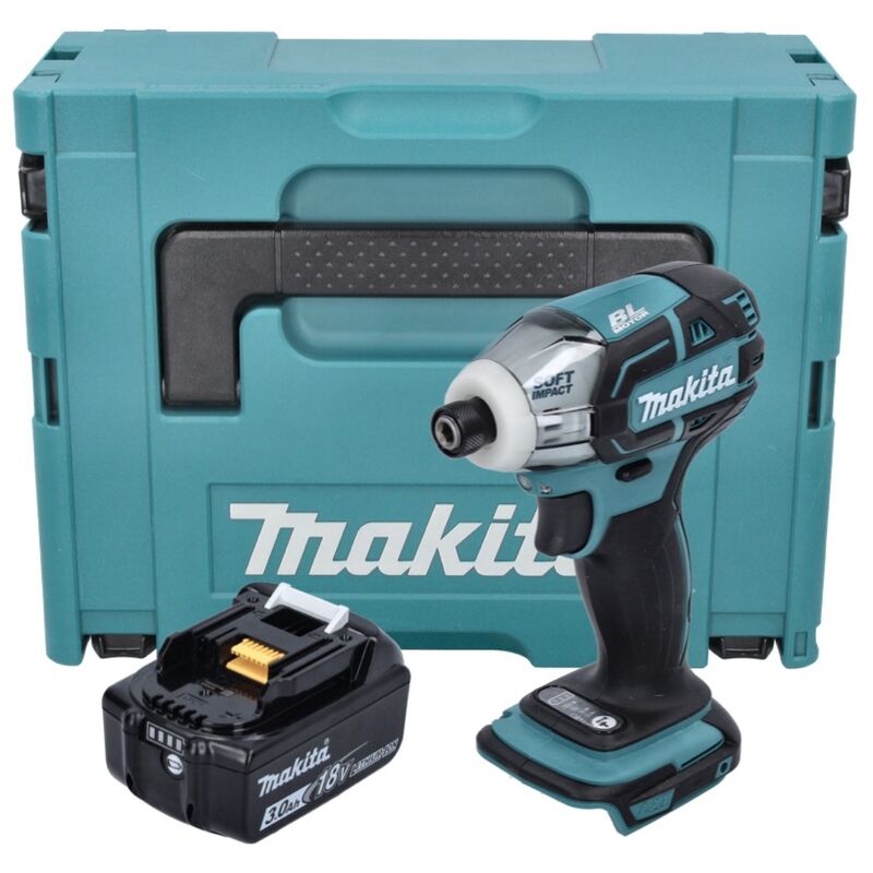 Makita DTS141F1J 40Nm 1/4' Brushless 18V Cordless Oil-Pneumatic Screwdriver  + 1x 3.0Ah Battery + Makpac Case - senza caricabatterie