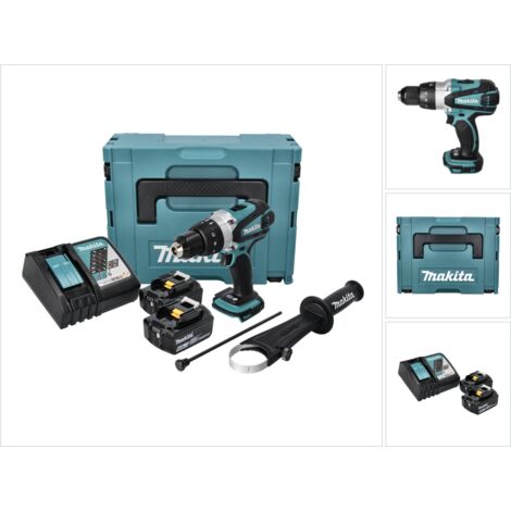 MAKITA Trapano a percussione Alimentazione a batteria 18 V Li-Ion (2 x 2.0  Ah) con kit 74 accessori - HP488DAEX1