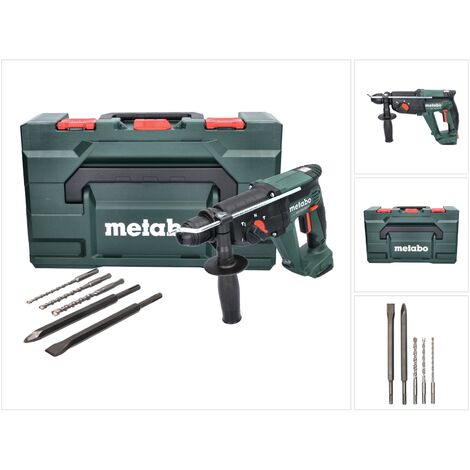 Martello combinato a batteria Metabo KH 18 LTX 24 18 V 2,1 J SDS plus + set di punte e scalpelli da 5 pezzi + metaBOX - senza batteria, senza caricabatterie (1/5)