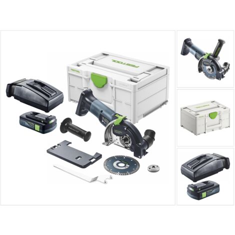 Festool DSC-AGC 18-125 FH EB-Basic 18 V 125 mm Sistema di taglio a mano libera senza spazzole + 1x batteria 3,0 Ah + caricabatterie + Systainer