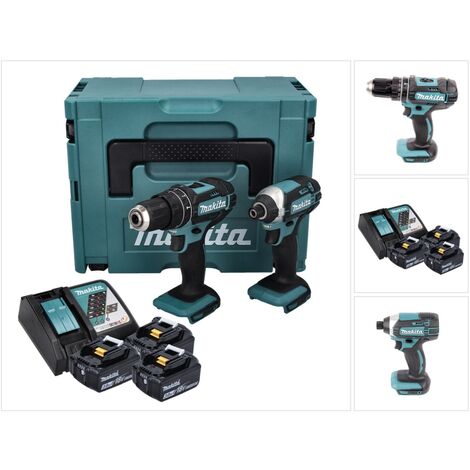 Kit combinato Makita DLX 2131 JX1 a batteria 18 V con DHP 482 62 Nm + DTD 152 165 Nm + 3x batteria ricaricabile 3,0 Ah + caricabatterie + Makpac