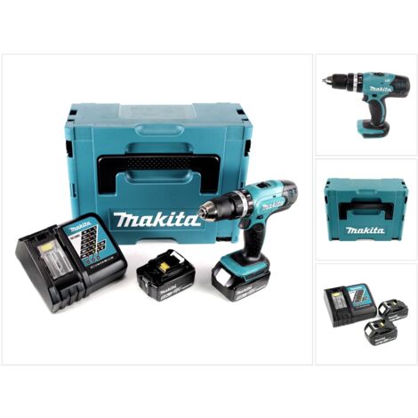 Trapano a percussione a batteria Makita DHP 453 RTJ 18V 42Nm + 2x batterie ricaricabili 5.0Ah+ caricabatterie in Makpac 2 (1/5)