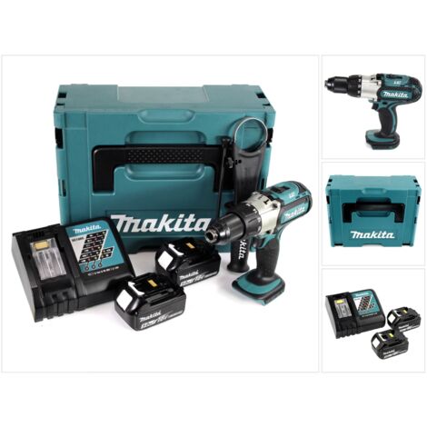 Makita DHP451RTJ trapano Wrenchless 2,5 kg Nero, Grigio, Turchese (1/5)