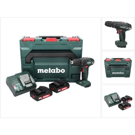 Metabo SB 18 Trapano avvitatore con percussione a batteria 18 V 48 Nm (  602245560 ) + 2x Batterie 2,0 Ah + Caricatore + Valigetta metaBOX