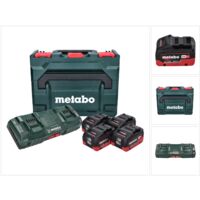 Kit base Metabo - 4x batterie Li-Power 18 V 10,0 Ah CAS agli ioni di litio (685143590) + caricabatterie doppio DUO ASC 145 + metaBOX