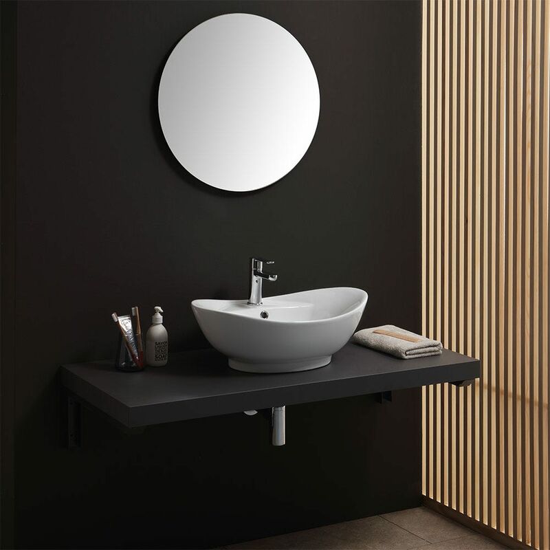 Lavabo de salle de bain Luxueuse designer Vasque à Poser en Céramique Lavabo Blanche Forme Oeuf 47 x 30 x 12 Cm 