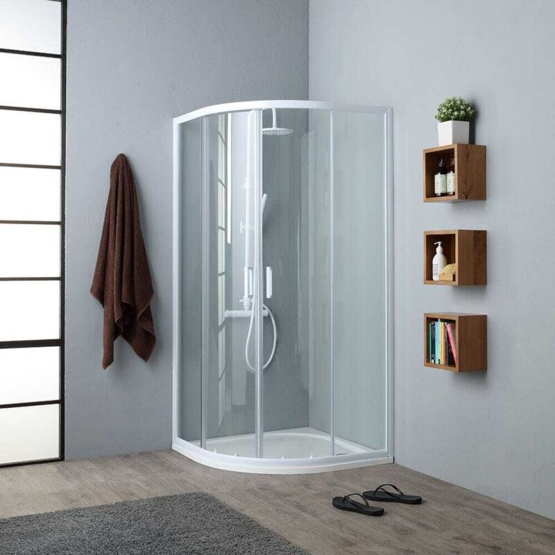 Cabine De Douche Angulaire Idralite Alabama – 75x75, H185, Verre Transparent, Italienne