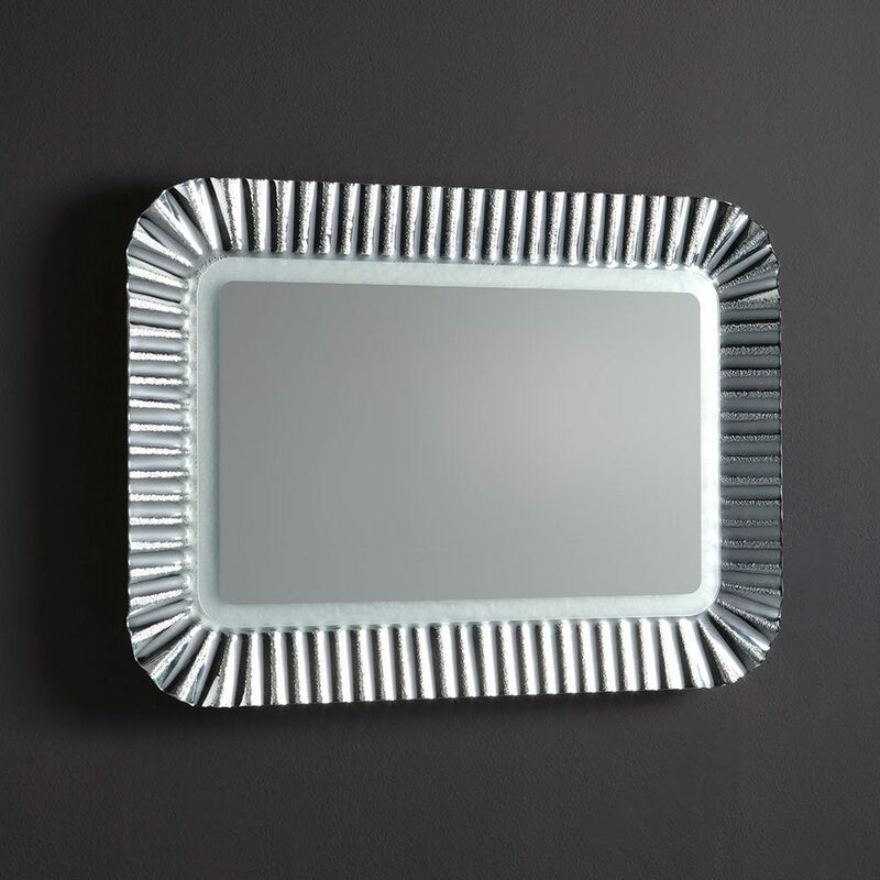 Miroir salle de bain 169X68 cm, cadre verre argent, Aurélia
