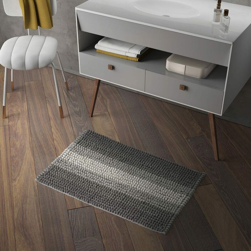 Tapis en Bois de Bambou 50x80 cm Cuisine Salle de Bain Chambre Anti-dérapant  Gris Tourterelle