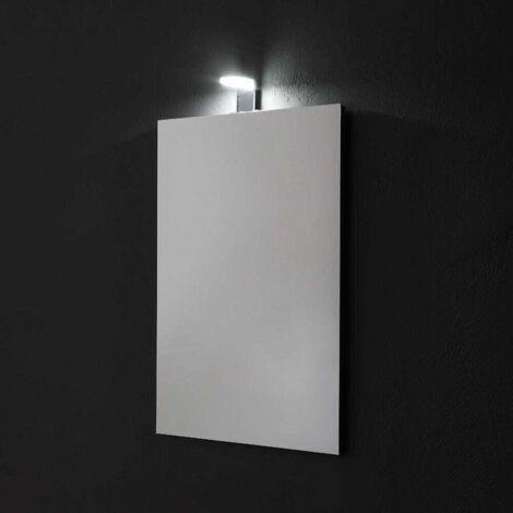 Kiamami Valentina – Miroir lumineux de salle de bain 50x70 cm – Éclairage LED IP44 4W – Réversible – Installation facile avec attaches prédisposées