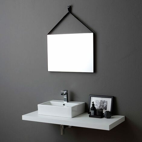 Miroir rectangulaire cadre blanc 70x50 cm 