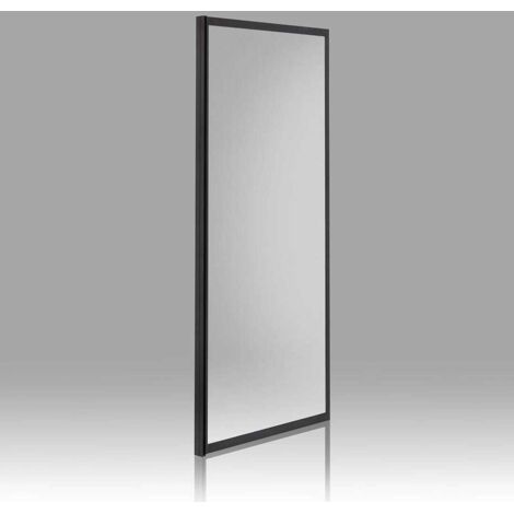 Kiamami Valentina – Paroi fixe douche 80 cm x 190 cm – Verre trempé 6 mm – Cadre aluminium noir mat – Installation réversible (1/2)