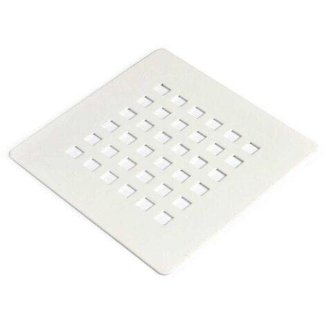 Kiamami Valentina – Grille évacuation douche acier inoxydable blanc 132x132mm – Épaisseur 1,2mm – Compatible receveurs résine Muse