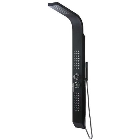 Panneau De Douche En Aluminium Noir Avec Hydromassage Et Pommeau De Douche Pluie (1/5)
