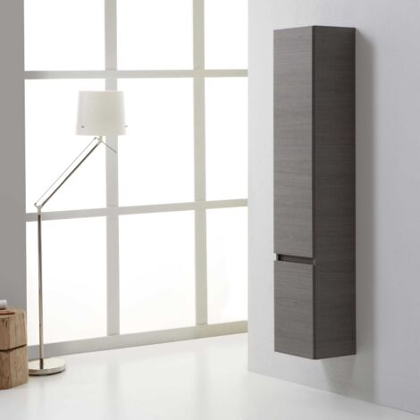 Kiamami Valentina – Colonne de salle de bain suspendue 30x30x170 cm – Panneau bois laminé E1 – 2 portes avec fermeture douce – 3 étagères réglables