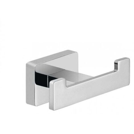 Kiamami Valentina – Crochet double en métal chromé pour salle de bain – Fixation facile avec vis incluses – Largeur 8,7 cm – Élégant et moderne (1/2)