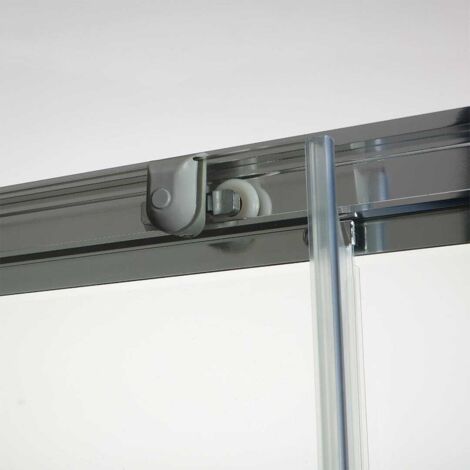 Porte De Douche Coulissante Idralite Prime - 150cm X 198cm, Verre 8mm Transparent, Gauche, Finition Noire, Anticalcaire, Neuve