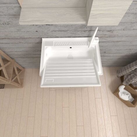 Meuble Lavoir Avec Bac à Laver 60x50 Cm - Résine Blanc - Mongardi