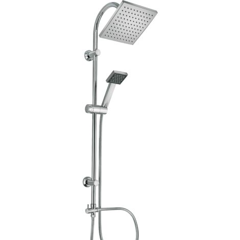 Colonne De Douche Avec Pomme De Douche Fixe Carrée Et Pommeau Manuel + Déviateur (1/2)