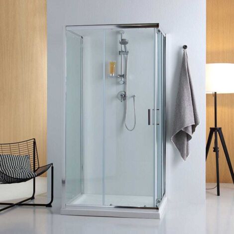 Paroi De Douche Coulissante 70X90x70 Avec Verre Transparent 3 Faces 6Mm (1/5)